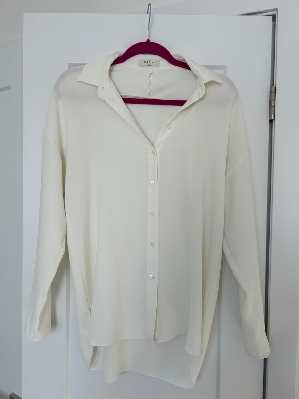 Babaton Cream Relaxed Button-Up Dress Shirt